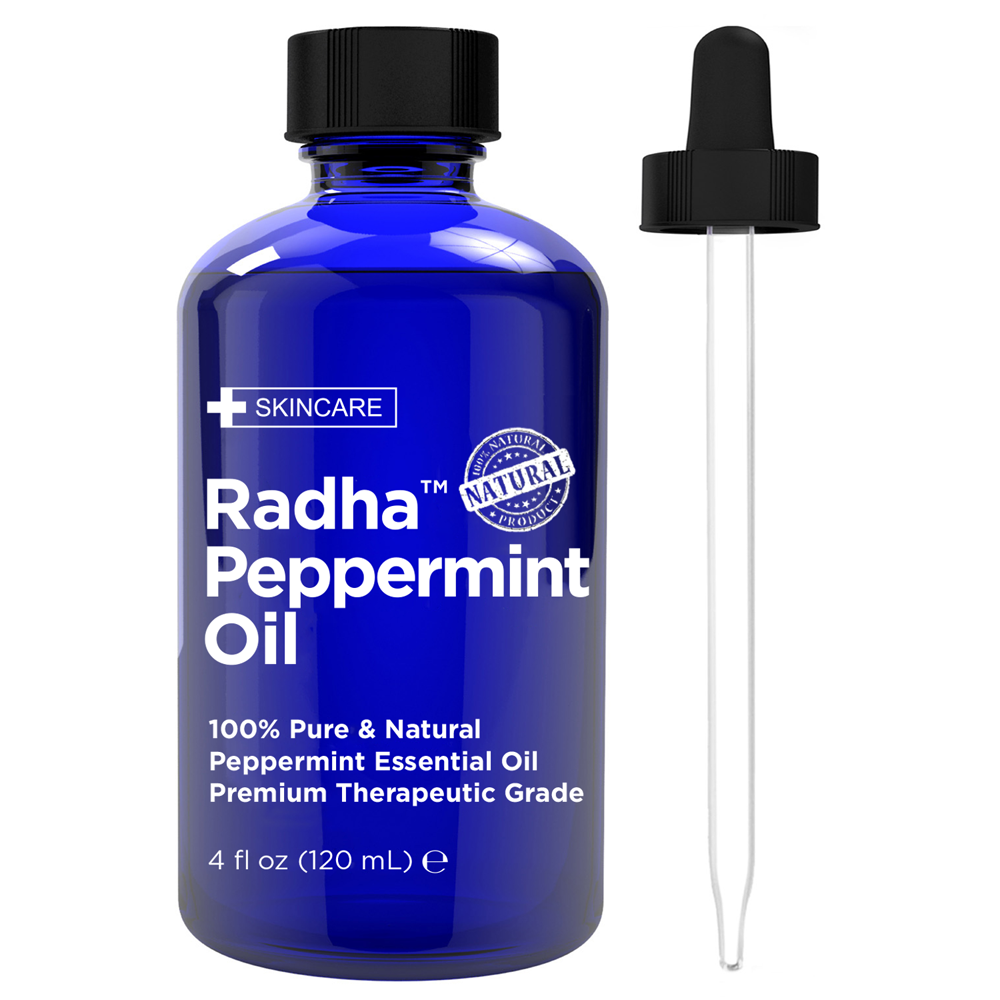 100% Pure Radha Peppermint Oil Pure Pressed Moisturizing Anti-Aging Treatment for Face Skin Hair Men & Women