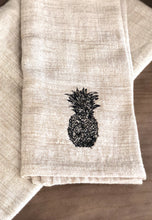 Load image into Gallery viewer, Set of 4 Hand Woven Ethiopian Cotton, embroidered Pineapple Petra Dinner Napkins- Navy or Beige, Eco-Friendly, Fair Trade - Give Back Goods
