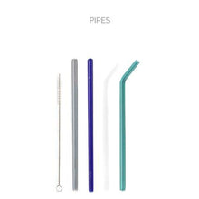 Load image into Gallery viewer, Mixed Set of 4 Glass Straws - 2 Straight+ 2 Bent Classic Straws + Brush - Give Back Goods
