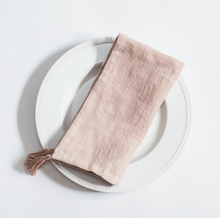 Load image into Gallery viewer, Set of 4 Hand Woven, Stone Washed Linen Tasseled Dinner Napkins Beauty And Health For Cookers
