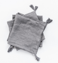 Load image into Gallery viewer, Set of 4 Hand Woven, Stone Washed Linen Tasseled Dinner Napkins Beauty And Health For Cookers
