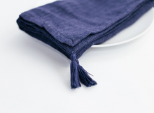 Load image into Gallery viewer, Set of 4 Hand Woven, Stone Washed Linen Tasseled Dinner Napkins Beauty And Health For Cookers
