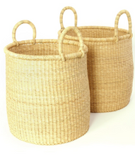 Load image into Gallery viewer, Set of 2 Tall Handwoven Storage Baskets, Elephant Grass Beauty And For Home Decorations
