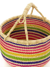 Load image into Gallery viewer, Handwoven Rainbow Bolga Market Basket, Elephant Grass Beauty And For Home Decorations
