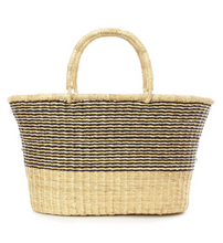 Load image into Gallery viewer, Handwoven Bolga Black Striped Tote Basket Fair Trade &amp; Eco-Friendly Decoration For Home Lovers
