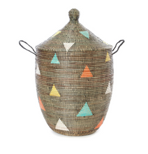 Load image into Gallery viewer, Large Handwoven Cattail Storage Basket with Triangle Design Beauty And For Home Decorations
