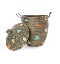Load image into Gallery viewer, Large Handwoven Cattail Storage Basket with Triangle Design Beauty And For Home Decorations
