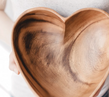 Load image into Gallery viewer, Acacia Wood Heart Bowl - 10&quot; - Fair Trade, Sustainably Harvested- Creates Jobs, Sustains Communities - Give Back Goods
