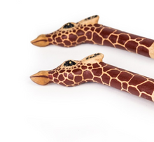 Load image into Gallery viewer, Hand Carved Wooden Giraffe Salad Servers- Fair Trade - 10% goes to help animal conservation in Africa! - Give Back Goods
