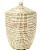 Load image into Gallery viewer, Set of Three Handwoven Cattail White Hamper Baskets Fair Trade - Give Back Goods
