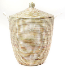 Load image into Gallery viewer, Set of Three Handwoven Cattail White Hamper Baskets Fair Trade - Give Back Goods
