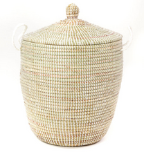 Load image into Gallery viewer, Set of Three Handwoven Cattail White Hamper Baskets Fair Trade - Give Back Goods
