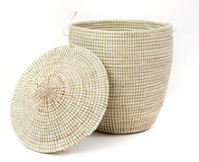 Load image into Gallery viewer, Set of Three Handwoven Cattail White Hamper Baskets Fair Trade - Give Back Goods

