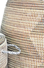 Load image into Gallery viewer, Prayer Mat Hamper Storage Basket - Silver and White - Fair Trade- Eco-Friendly - Give Back Goods
