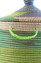 Load image into Gallery viewer, Prayer Mat Hamper Storage Basket - Blue/Green - Fair Trade- Eco-Friendly - Give Back Goods
