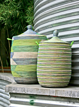 Load image into Gallery viewer, Prayer Mat Hamper Storage Basket - Blue/Green - Fair Trade- Eco-Friendly - Give Back Goods
