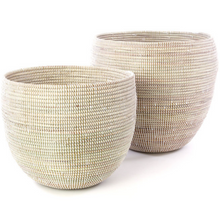 Load image into Gallery viewer, Set of Two Handwoven Cattail Nesting Baskets (White or Brown), Fair Trade - Give Back Goods
