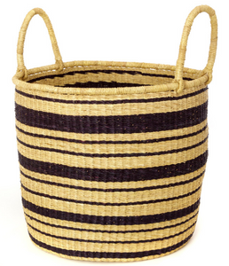 3 Handwoven Striped Elephant Grass Nesting Baskets, Fair Trade, Eco-Friendly - Give Back Goods