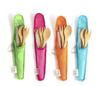 Load image into Gallery viewer, Kids Bamboo Utensil Kit &amp; 6" Glass Straw- Eco-Friendly-  Save Our Planet from Plastic! - Give Back Goods
