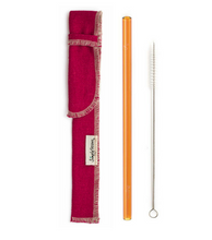 Load image into Gallery viewer, Single Classic Straw and Brush Set with a Sleeve (lots of colors) - Give Back Goods
