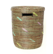 Load image into Gallery viewer, Confetti Handwoven Cattail Stalk Hamper Laundry Storage Basket, white or brown, Fair Trade - Give Back Goods
