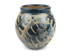 Load image into Gallery viewer, Handcrafted Blue Fish Ceramic Vase- Nicaragua- Fair Trade - Give Back Goods
