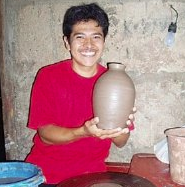 Load image into Gallery viewer, Handcrafted Blue Fish Ceramic Vase- Nicaragua- Fair Trade - Give Back Goods
