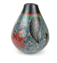 Load image into Gallery viewer, Handcrafted Hummingbird Flower Ceramic Vase- Nicaragua- Fair Trade - Give Back Goods
