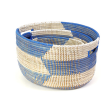 Load image into Gallery viewer, Set of Three Handwoven Blue &amp; Natural Nesting Baskets, Fair Trade - Give Back Goods
