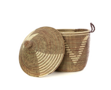 Load image into Gallery viewer, Brown &amp; Cream Handwoven Cattail Decorative Storage Basket, Fair Trade - Give Back Goods
