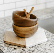 Load image into Gallery viewer, Set of 4- Acacia Wood 6" "Smoothie" Bowl &amp; Spoon- Fair Trade and Sustainably Harvested - Give Back Goods
