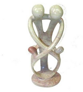 10" Handcrafted Soapstone Family Heart Sculpture - Fair Trade, eco-friendly - Give Back Goods