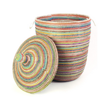 Load image into Gallery viewer, Large Handcrafted Rainbow Hamper Decorative Storage Basket - Fair Trade, Eco-Friendly - Give Back Goods
