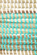 Load image into Gallery viewer, Handwoven Aqua &amp; White cattail Hamper Laundry Storage Basket, Fair Trade, Eco Friendly - Give Back Goods
