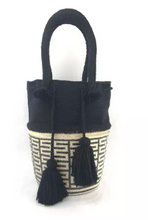 Load image into Gallery viewer, Wayuu Basket Bag, Fair Trade, one of a kind, Hand Crafted, Black &amp; Natural - Give Back Goods
