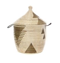 Load image into Gallery viewer, Black &amp; White Tribal Decorative Storage Basket- Fair Trade-Eco-Friendly - Give Back Goods
