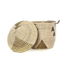 Load image into Gallery viewer, Black &amp; White Tribal Decorative Storage Basket- Fair Trade-Eco-Friendly - Give Back Goods
