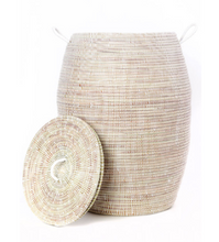 Load image into Gallery viewer, Tall White Bongo Hamper Laundry Storage Basket- Fair Trade-Eco-Friendly- Handmade - Give Back Goods
