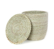 Load image into Gallery viewer, White Checkerboard laundry Hamper Basket - Fair Trade, Eco-Friendly - Give Back Goods

