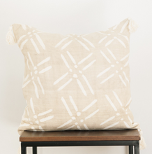 Load image into Gallery viewer, 20" x 20" Beige Tassel Mud Cloth Pillow, Eco-Friendly, Fair Trade - Give Back Goods
