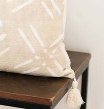 Load image into Gallery viewer, 20" x 20" Beige Tassel Mud Cloth Pillow, Eco-Friendly, Fair Trade - Give Back Goods
