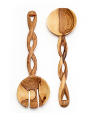 Load image into Gallery viewer, Olive Wood Salad Hands Utensils, Fair Trade and Sustainably Harvested - Give Back Goods
