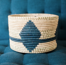 Load image into Gallery viewer, Hand-Woven Raffia Baskets, Natural &amp; Navy, Eco-Friendly, Fair Trade - Give Back Goods
