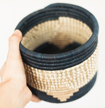 Load image into Gallery viewer, Hand-Woven Raffia Baskets, Natural &amp; Navy, Eco-Friendly, Fair Trade - Give Back Goods
