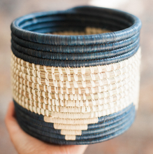 Load image into Gallery viewer, Hand-Woven Raffia Baskets, Natural &amp; Navy, Eco-Friendly, Fair Trade - Give Back Goods
