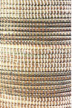 Load image into Gallery viewer, Silver and White Handwoven Cattail Hamper Laundry Storage Basket, Fair Trade - Give Back Goods
