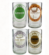 Load image into Gallery viewer, of 4 Repurposed Soda Tumbler glasses, Made from Boylan Bottles in the USA- Save our landfills! - Give Back Goods
