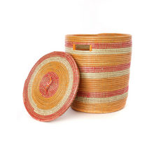 Load image into Gallery viewer, Handwoven, Orange, Red &amp; Cream Hamper Laundry Storage Basket, Fair Trade - Give Back Goods
