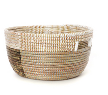 Load image into Gallery viewer, Set of Three Handwoven Brown &amp; White Nesting Sewing Baskets, Fair Trade - Give Back Goods
