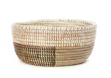 Load image into Gallery viewer, Set of Three Handwoven Brown &amp; White Nesting Sewing Baskets, Fair Trade - Give Back Goods
